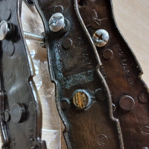 Vintage 1970s Amerock Brass Drawer Handles Pulls with Backplates 6 sets/pc #1CC - Picture 3 of 8